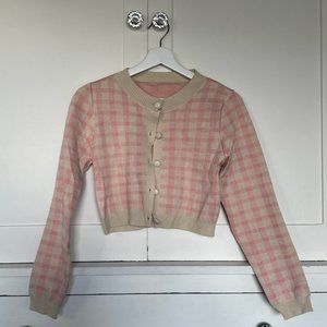 Cider Pink + Cream Checkered Sweater Size XS